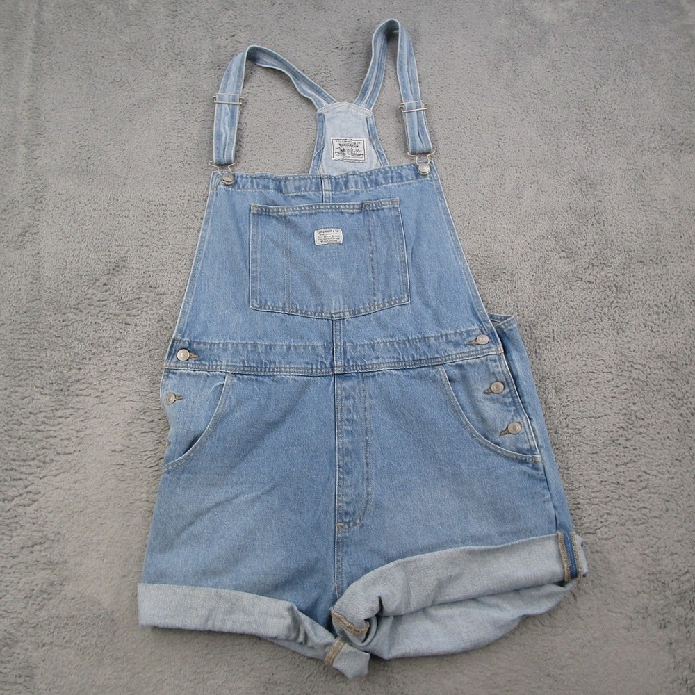 Levis Denim Shortalls Womens XL Light Wash Blue Cotton Overalls 52333-0040
